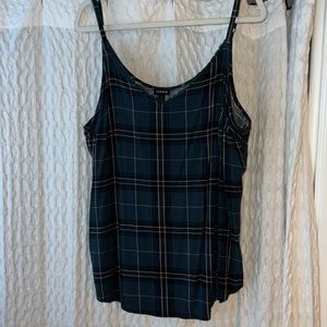Torrid size 2 (US 18/20) green and pink plaid lace trim soft fitted camisole